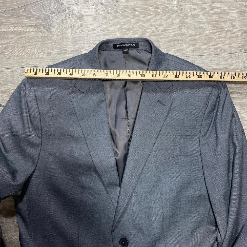 Banana Republic Jacket Mens 40R Gray Slim Fit Sharkskin Blazer Sport‎ Coat Suit